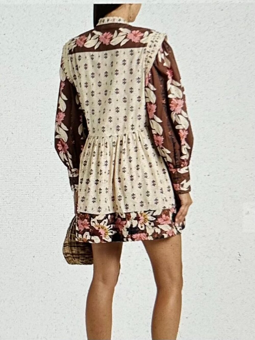 FARM RIO Pintucked printed cotton-voile mini dress Size S - Picture 6 of 9